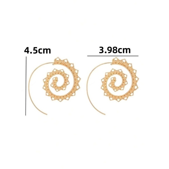 NEW Swirly Hoop Earrings Gold Tone Boho Festival Dangle Round Bohemian Resort - Picture 5 of 6